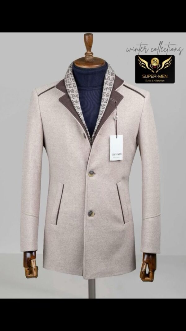 Beige Coat with brown details