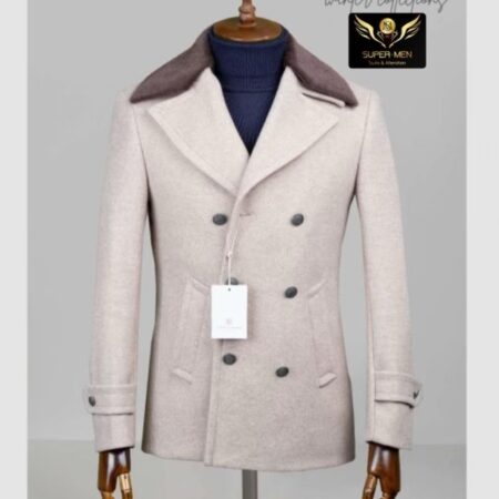 Beige Coat with Brown Fur on Shoulders