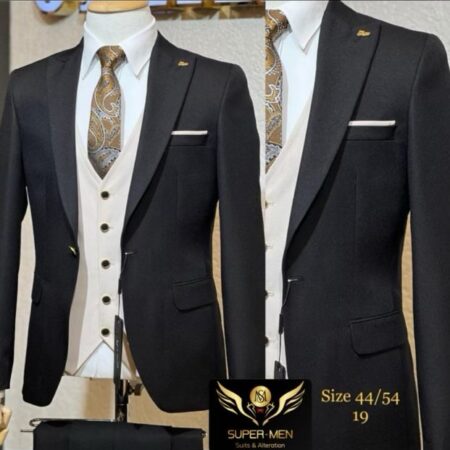 Black Suit with beige vest