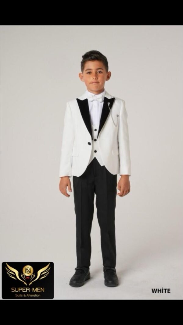 White Tuxedo with black collar and buttons
