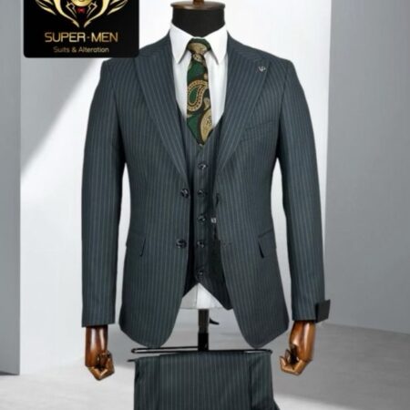 Dark Grey Suits with Grey pinstrips