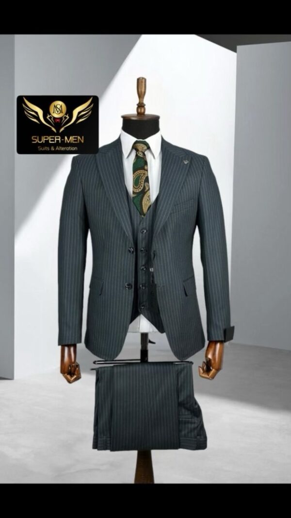 Dark Grey Suits with Grey pinstrips