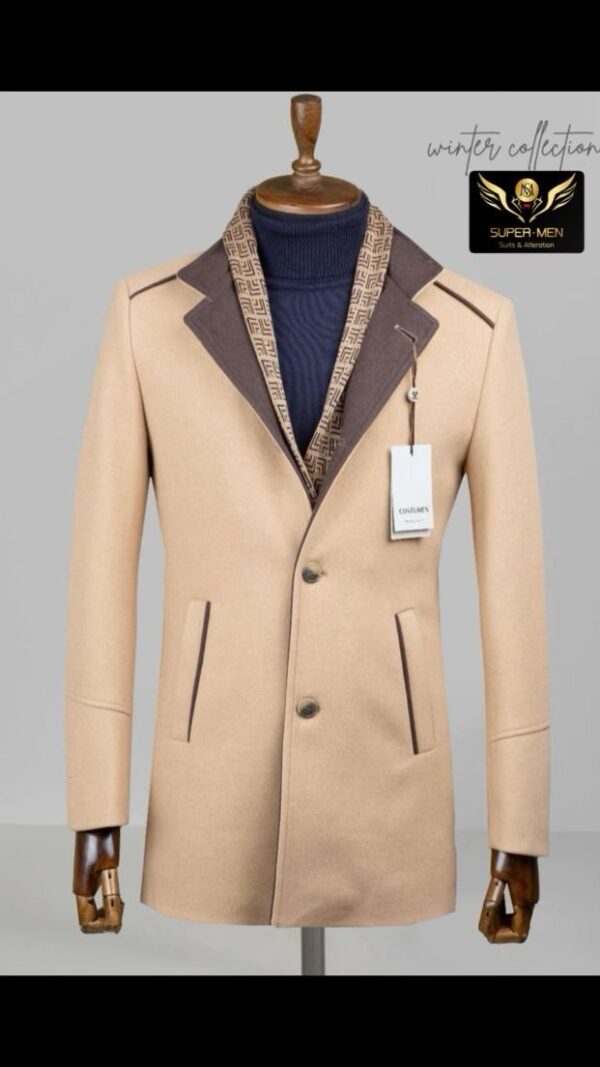 Nude Coat with Brown Collar