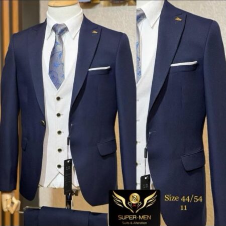 Navy Blue Suit with White vest