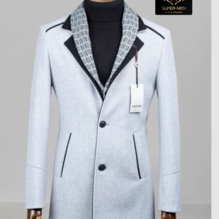 Light Grey Coat with Black Collar