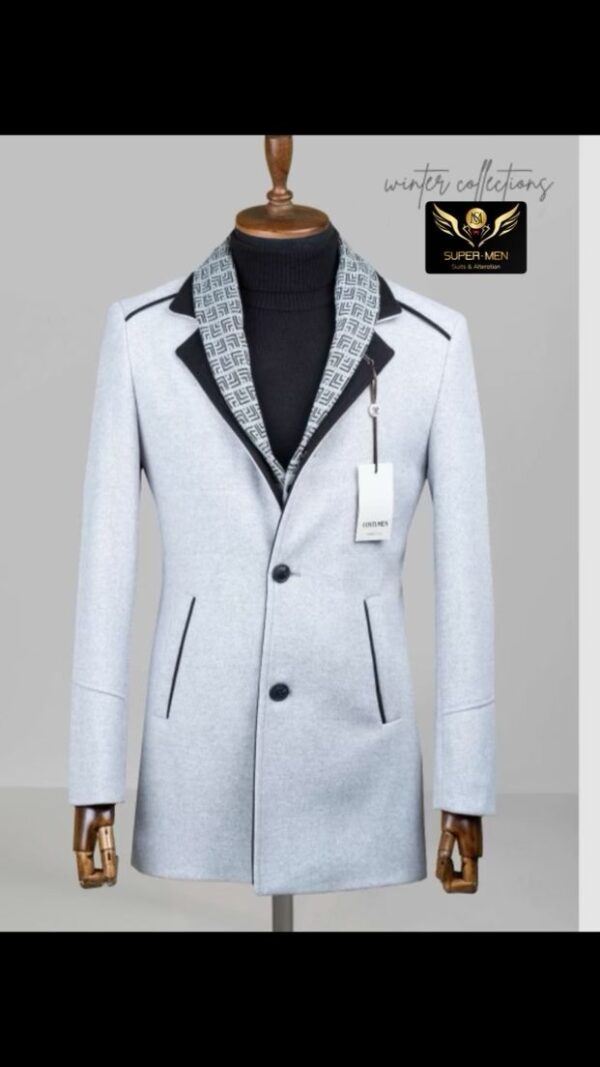 Light Grey Coat with Black Collar