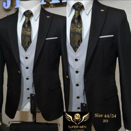 Black Suit with light Grey Vest