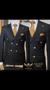 Black Double Breasted Suit With Gold Buttons
