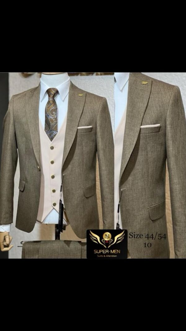 Dark Taupe Suit with Beige Vest